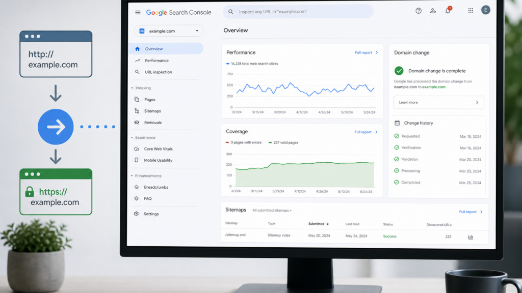 Google Search Console domain migráció