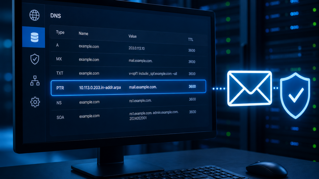 PTR rekord domain email